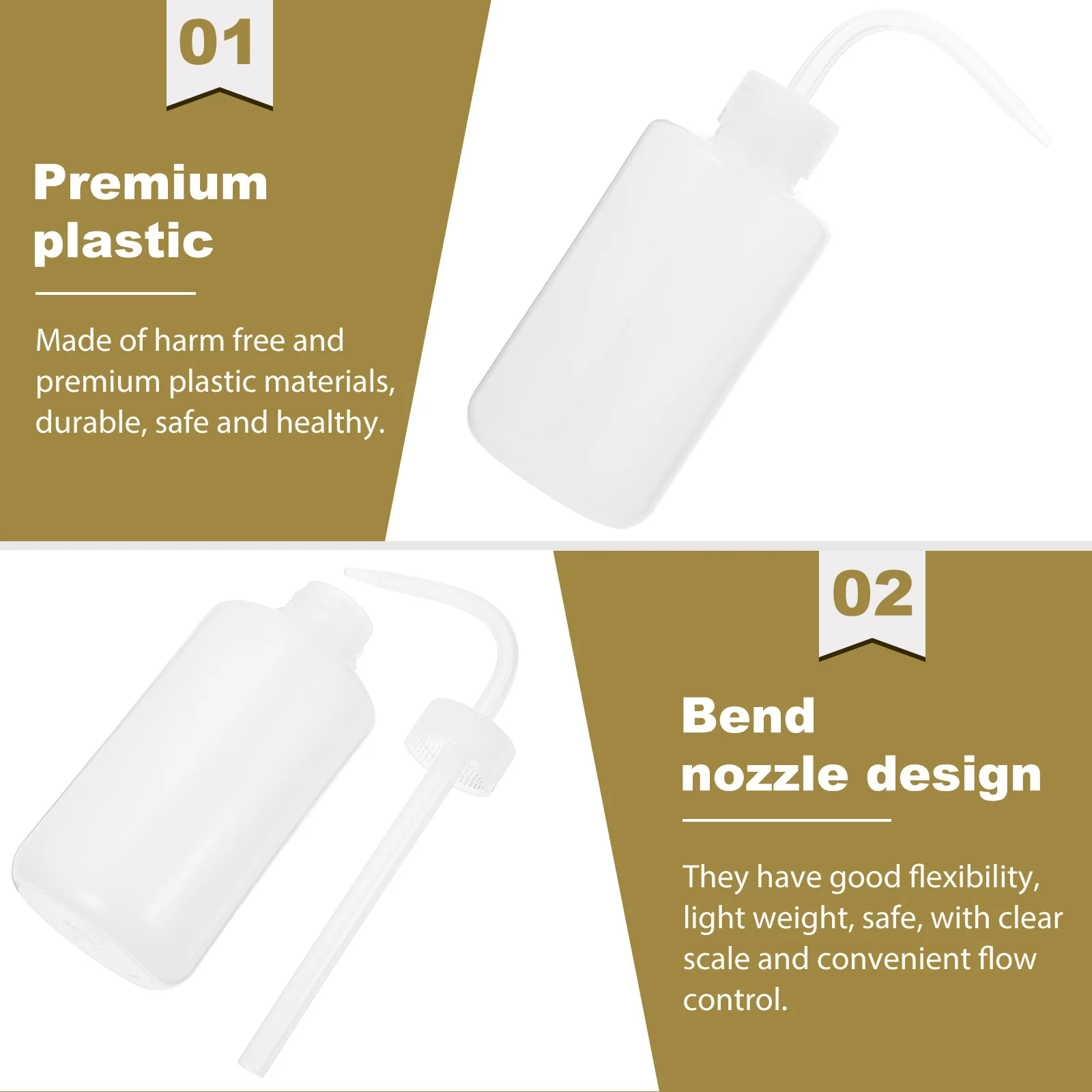 

3pcs Squeeze Bottle 250ml Plastic Laboratory Wash Bottles Transparent Measuring Liquid Reusable Curved Tip