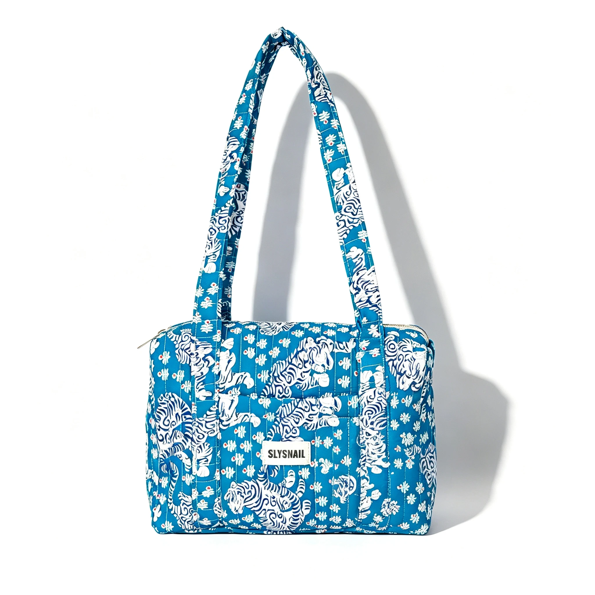 Gesteppte Schultertasche für Damen, Boho-Tigermuster, große Kapazität, Handtasche mit Reißverschluss – Detail 1