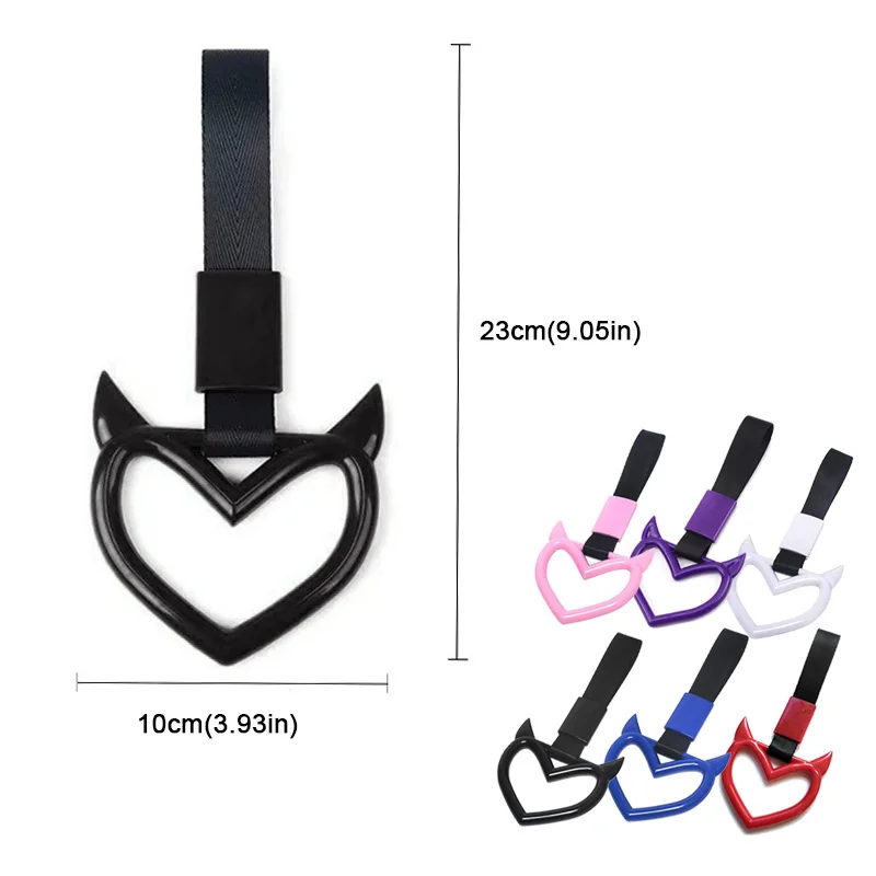 1Pcs Car Bus Handle Hand Strap Ring Heart Styling Drift Charm Strap Drift Auto Warning Ring Car Strap Car Rear Bumper Supplies