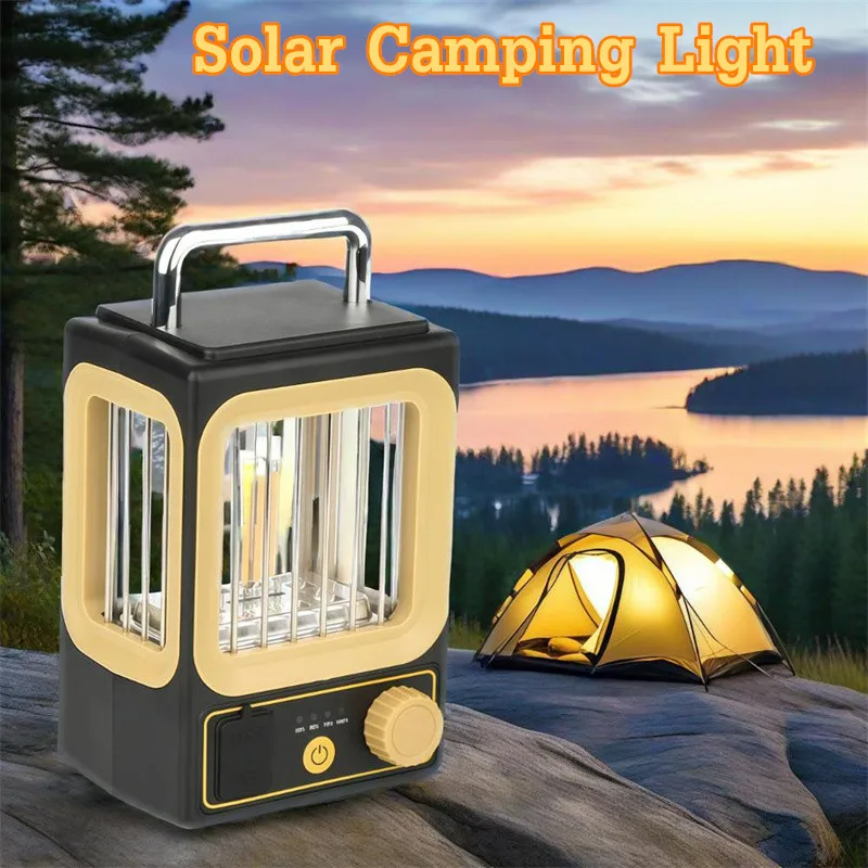 

Solar Garden Lighting Camping Light 3Lighting Modes Stepless Dimming Convenient Charging Portable Hanging Working Tungsten Lamp