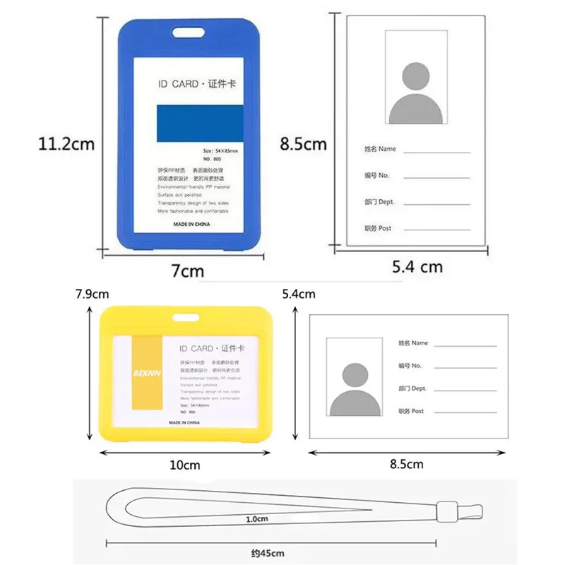 Plastic Work Card Cover with Lanyard Rope ID Work Card Identity Badge Bus Card Holder Cover Business Credit Card Holder Bag Case