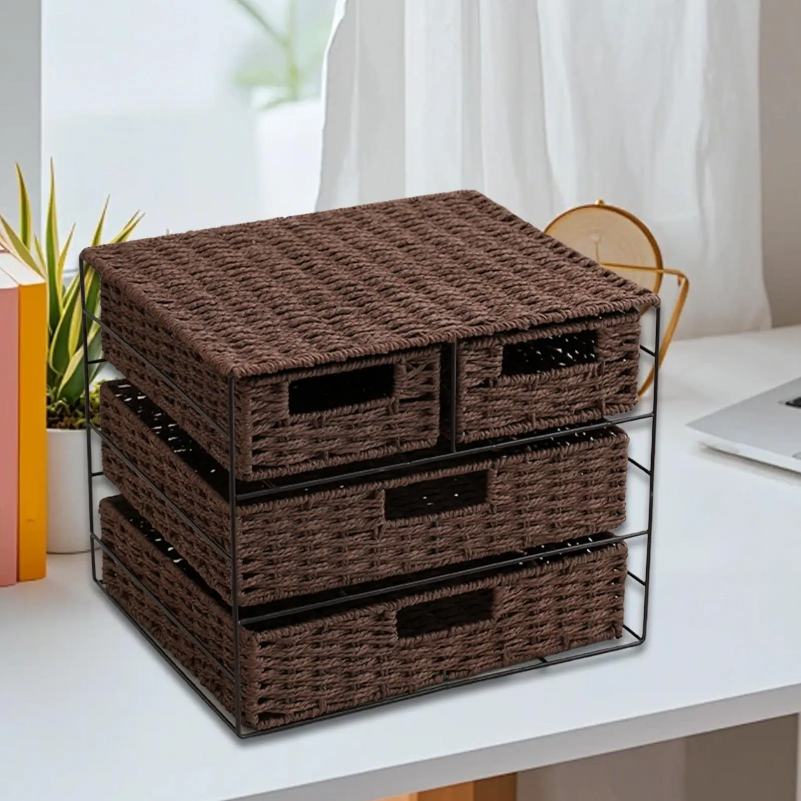 

Handwoven Storage Box Drawer Type Drawer Divider Organizer for Desktop Toys