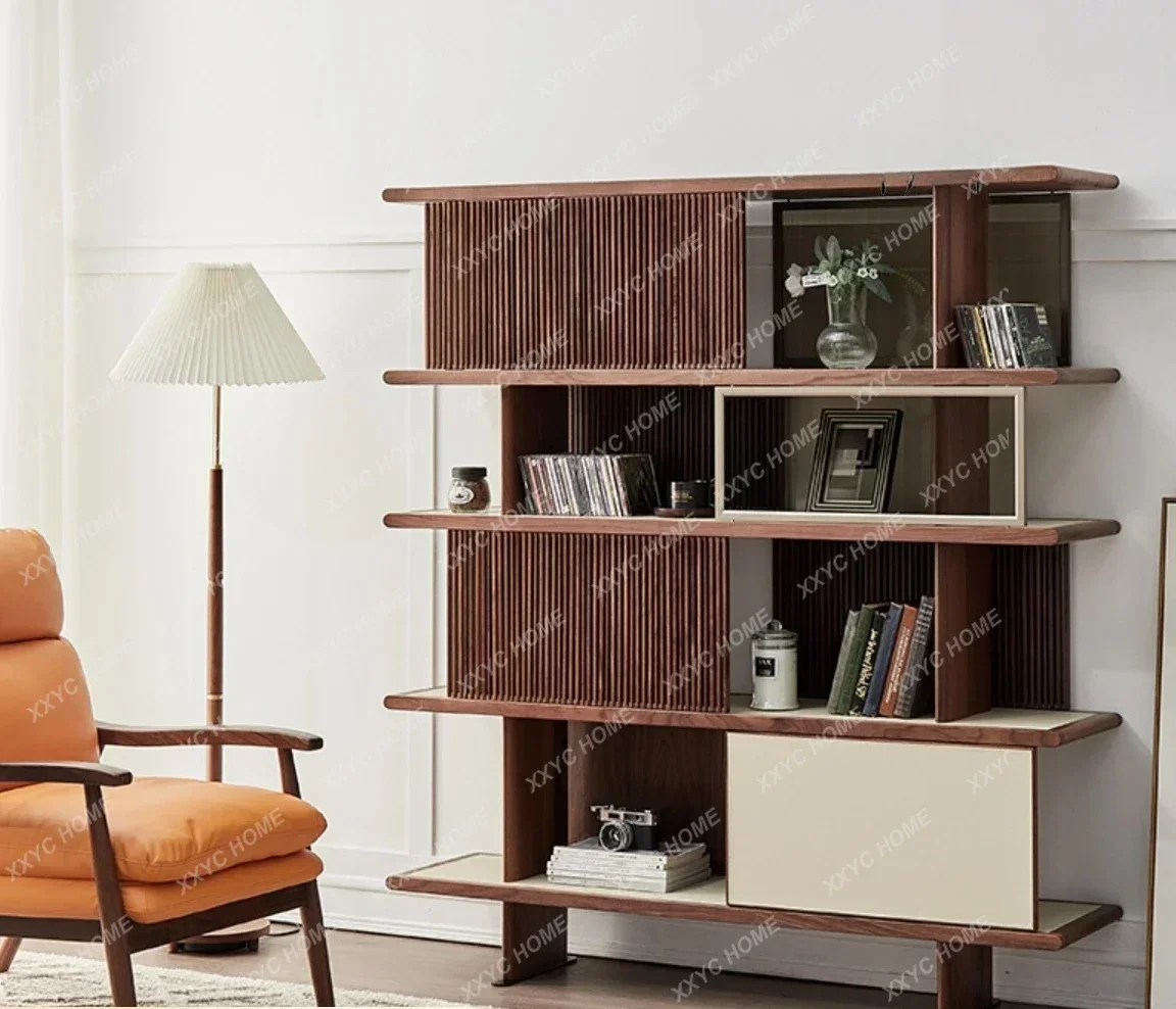Chinese Style Black Walnut Antique Shelf New Chinese Style Floor Shelf Modern Simple Home Bookshelf