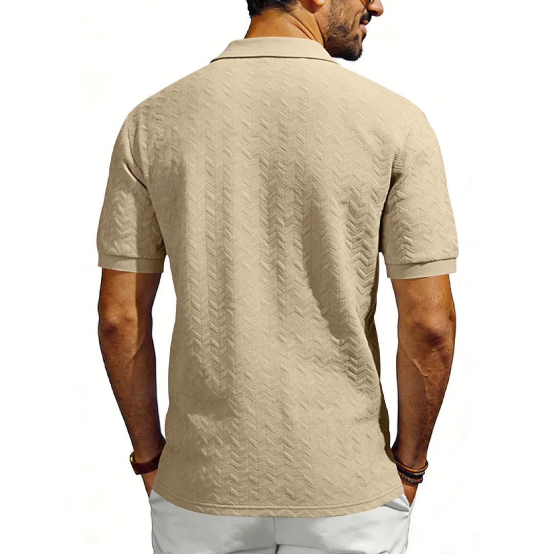 Grenzüberschreitendes Amazon American Heavy-Duty Polo-Shirt mit lockerem Texturmuster, einfarbig, Jacquard, lässig, schlicht, trendig, kurzärmelig – Detail 7