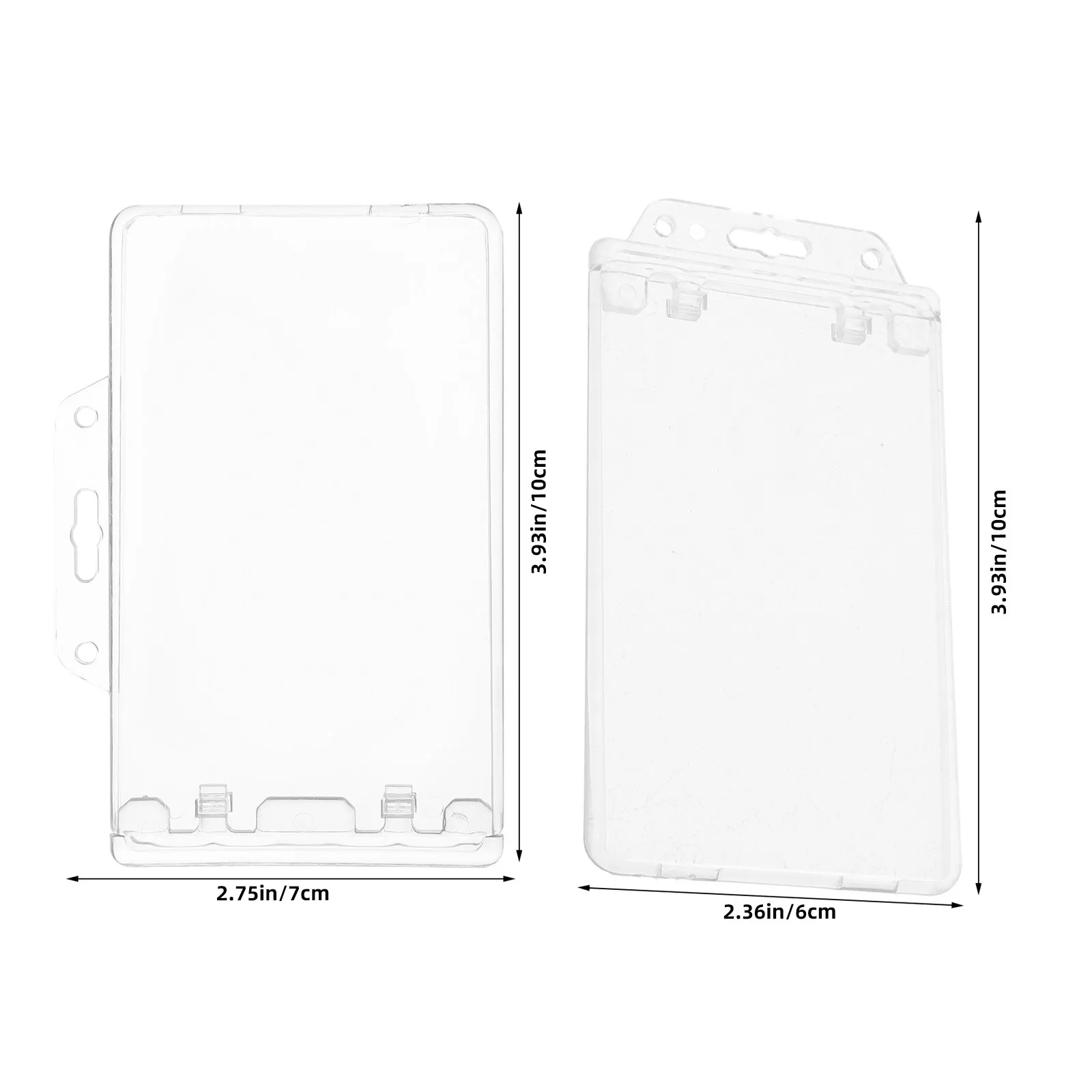 10PCS Heavy Duty Hard Plastic ID Badge Holder Clear Permanent Locking Vertical Horizontal Card Protector Case for Office School