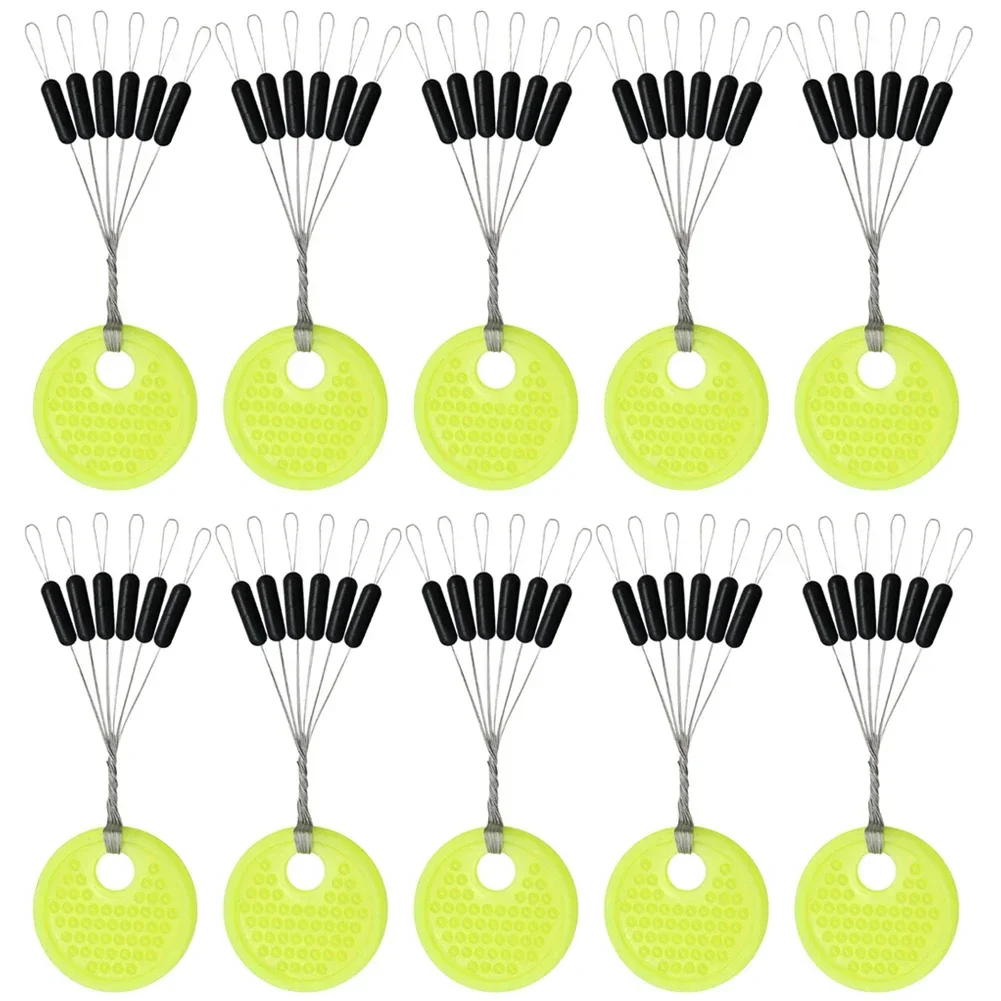 60Pcs 10Set Rubber Space Beans Oval/Long Column Stopper Fishing Bobber Float Fishing Float Folat Line Stopper S M L