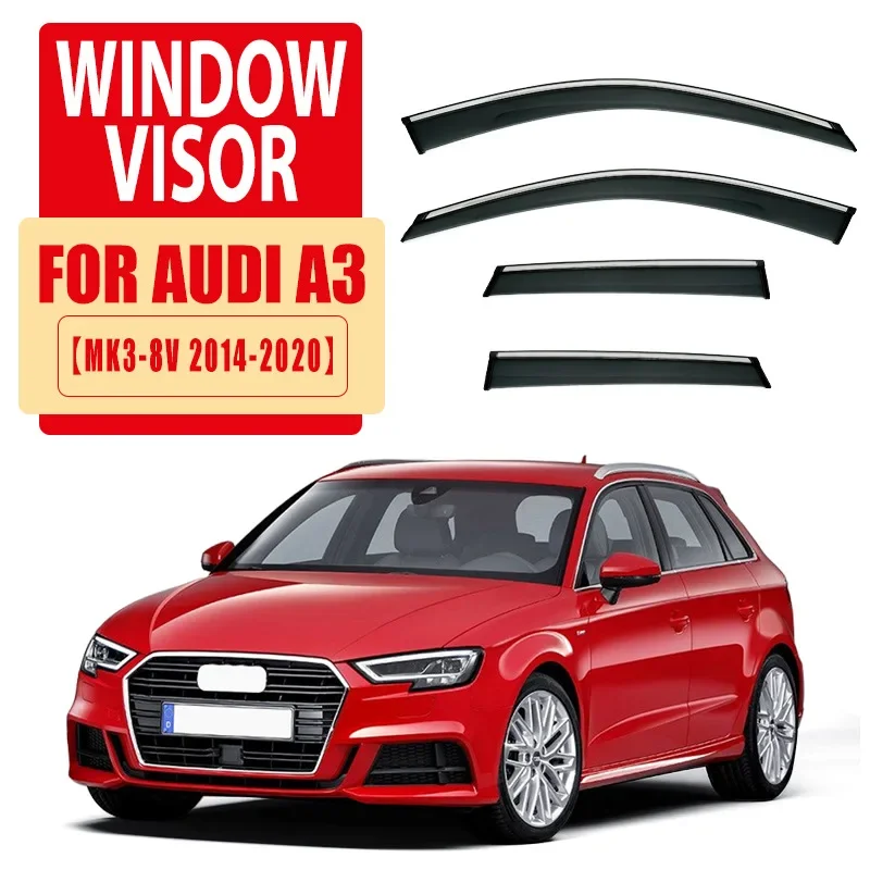 4Pcs Window Visor For Audi A3 MK3-8V 2014-2020 Weathershield Sun Rain Deflector Guard Car Window Deflector
