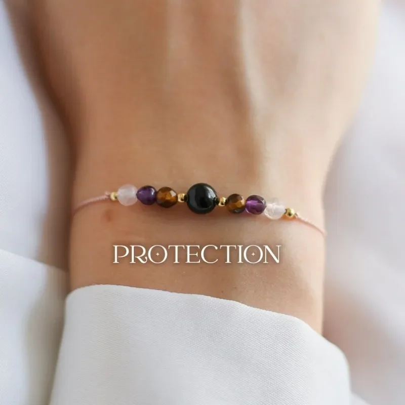 Protective Crystal bracelet | Black tourmaline, handmade healing crystal bracelet that fits her protective jewelry