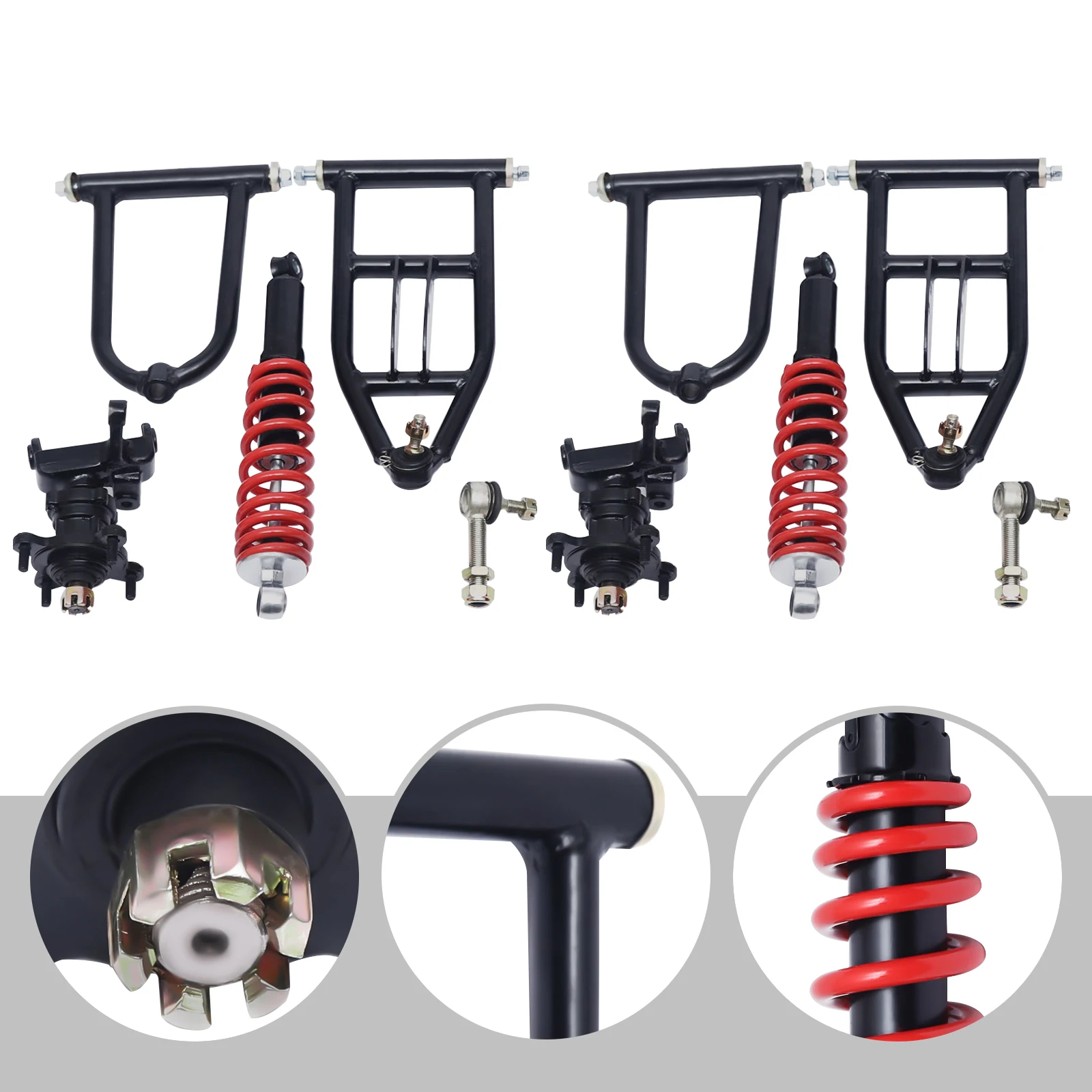 

Комплект поворотного рычага передней подвески для картинга ATV, полный комплект с верхними нижними рычагами и амортизаторами, прямая посадка 340 мм