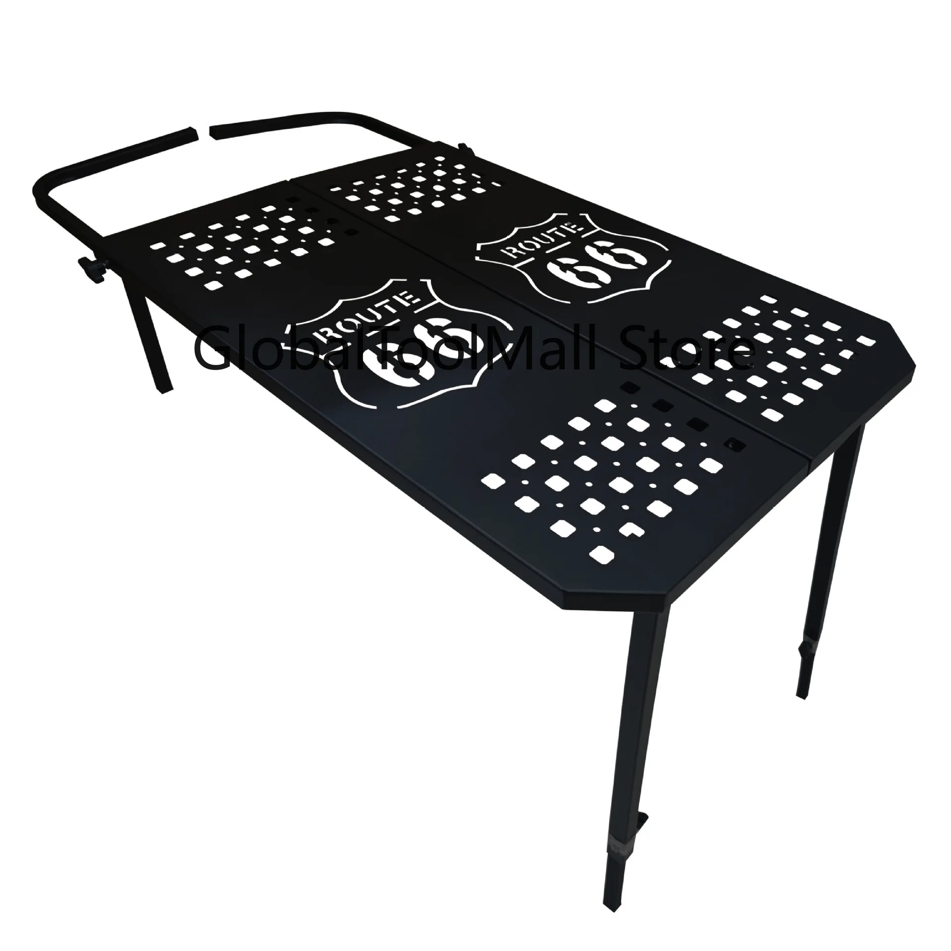 Foldable Tire Mount Camping Table Heavy Metal Portable Car Tailgate Table for Outdoor Road Trip Picnic BBQ