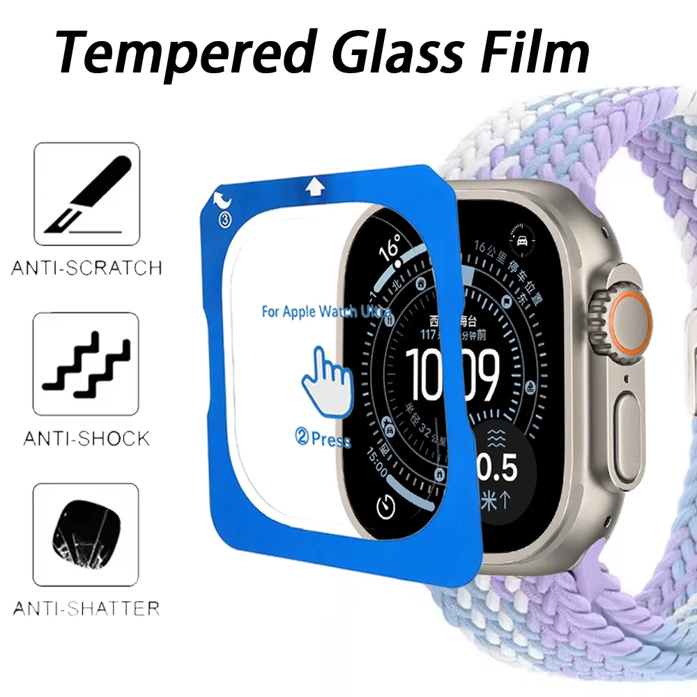 Tempered Glass Film Quick Pasting For Apple Watch Ultra 3/2/1 49mm Easy to Install Screen Anti-fall Protective Film Ultra 49mm