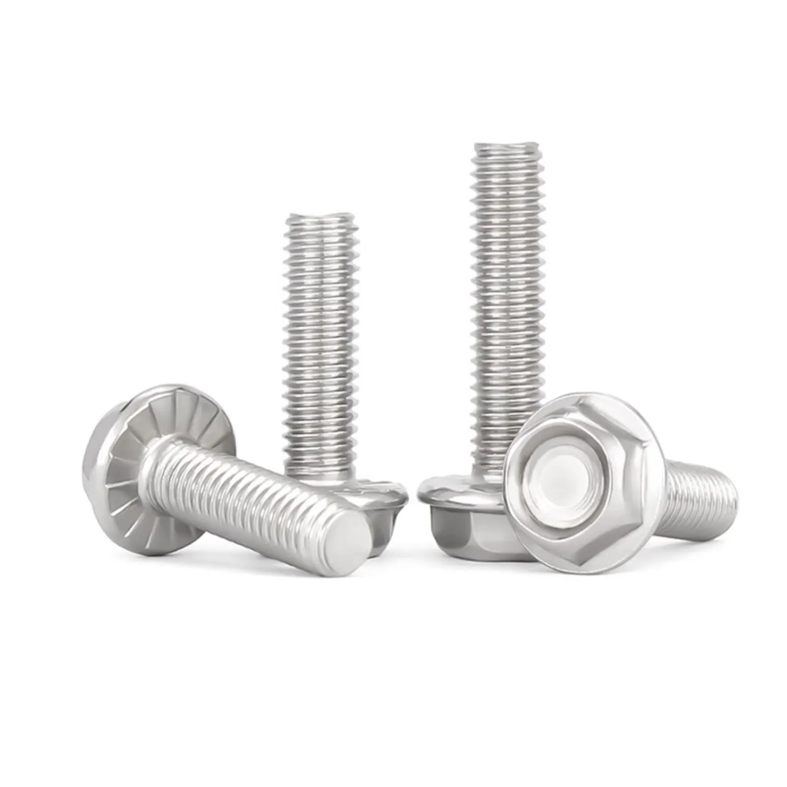 1/10pcs M4 M5 M6 M8 M10 M12 A2 304 Stainless Steel External Hexagon Flange Screws Bolts with Concave Serrated Washer Head GB5789