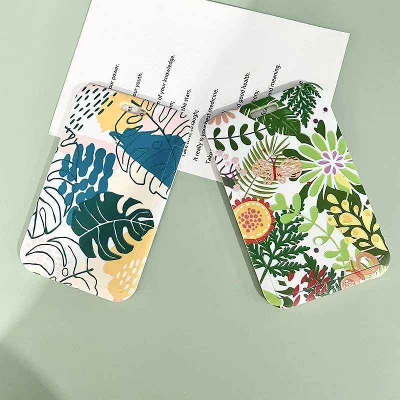 Green Plant Pattern Business ID Name Card Badge Holder Case Bags Credit Card Covers Student Bus Card Sleeve