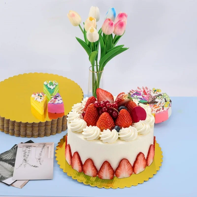 New 1pcs Gold Cake Board Disposable Dessert Tray Cake Base Cardboard for Wedding Birthday Party Baking Accessories Cake Tools