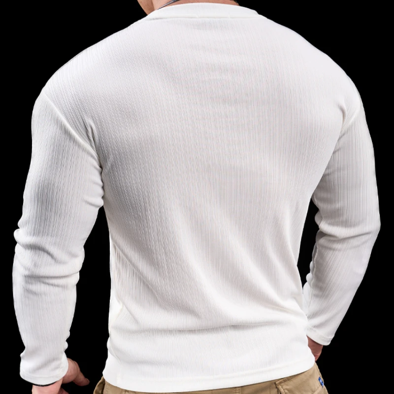 Men's Sports Gym Tops Running Jogging Training Clothes Autumn and Winter Long Sleeve T-Shirt Clothes Muscle Tight Tee image 4