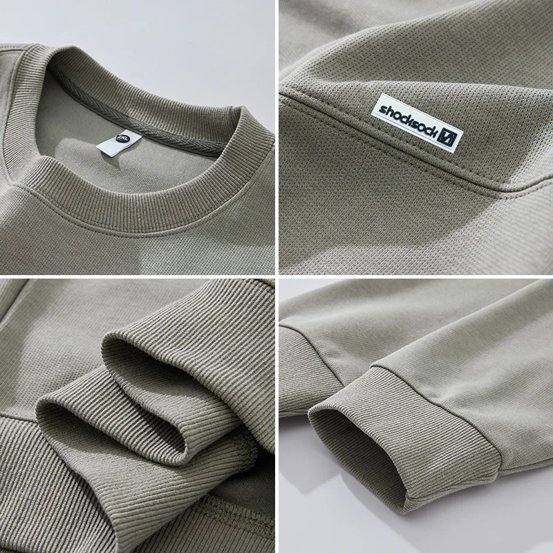 【Mirrordust】Long Sleeve Round Neck Heavyweight Sweatshirt Spring and Autumn Split Design Casual2025New Loose Pullover Top