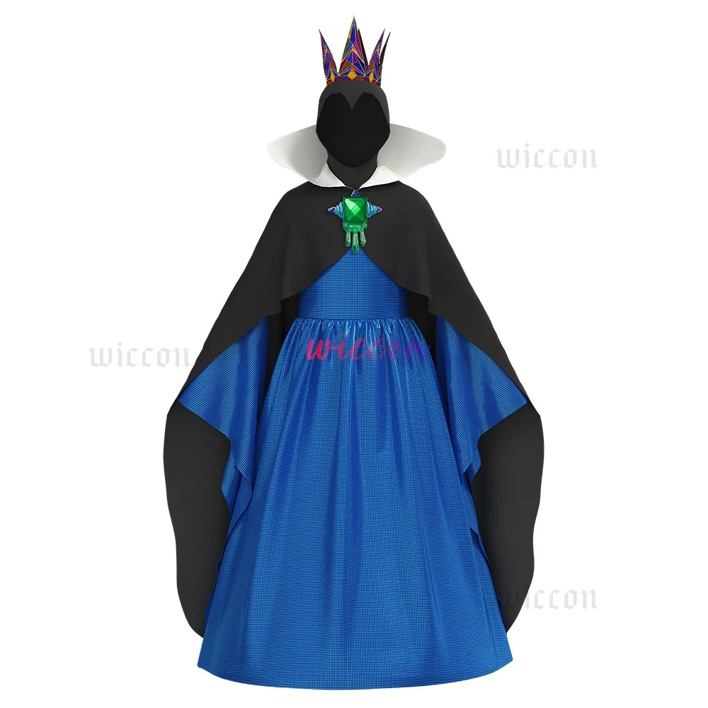 Halloween Cosplay Costume Snow Devil Queen Cosplay Disguise Dress Gow Black Cloak Crown Suit Children Girls Dress Up Clothes