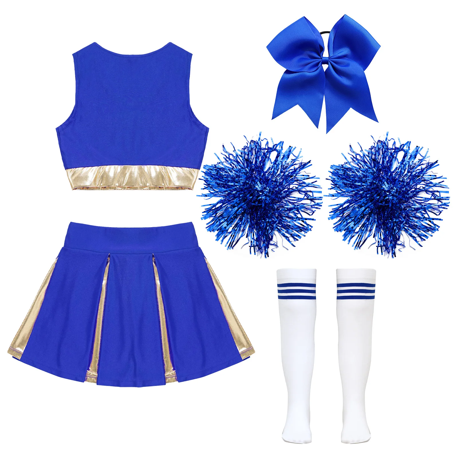 School Girls Cute Cheerleading Dance Outfit Modern Dance Performance Costume Homecoming Seasonal Clothes Cheerlead Dance Uniform