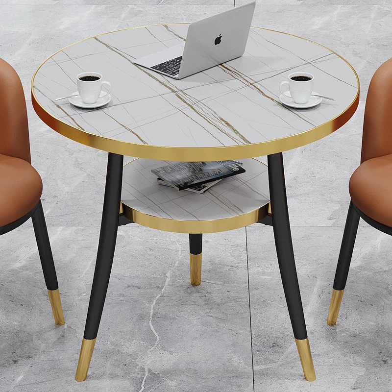 Ristorante oro tavolino da pranzo centro minimalista rotondo tavolino nero moderno Mesa laterale Para Sala mobili moderni