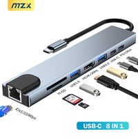 MZX 8 in 1 USB-C Dock Station USB Hub 3 0 Type C A Concentrator 4K HDMI-Compatible RJ45 SD TF Card Reader Docking for Laptop Hub