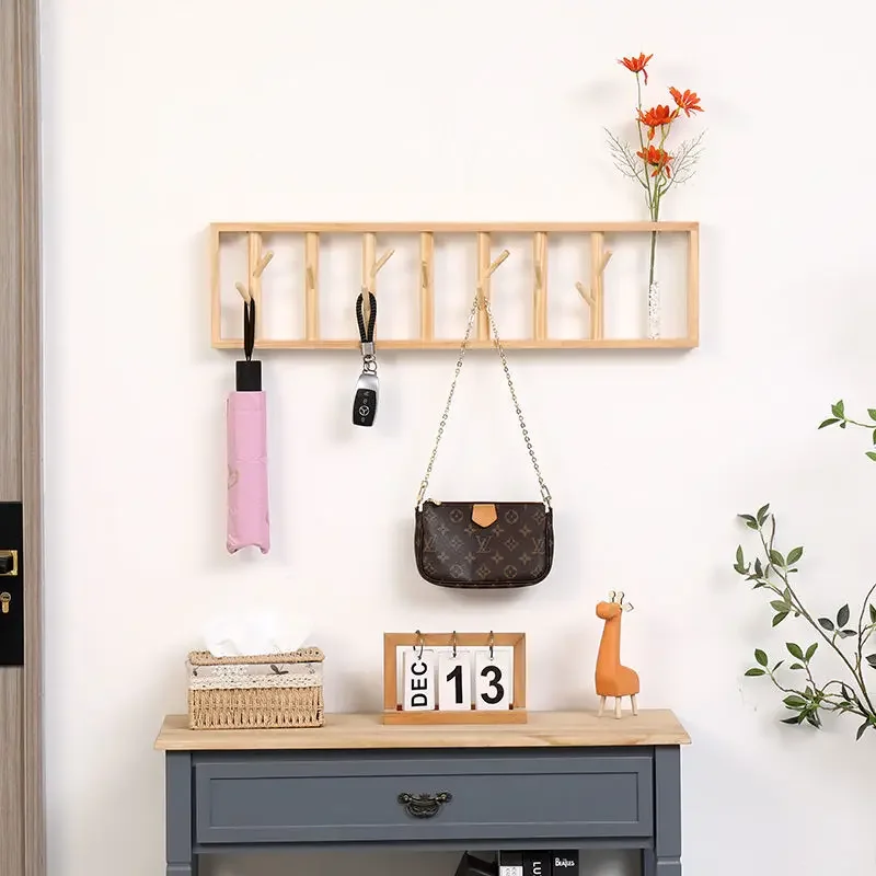Retro Style Standing Coat Rack Solid Wood Construction Premium Texture Single Pole Vertical Storage for Bedroom Furniture