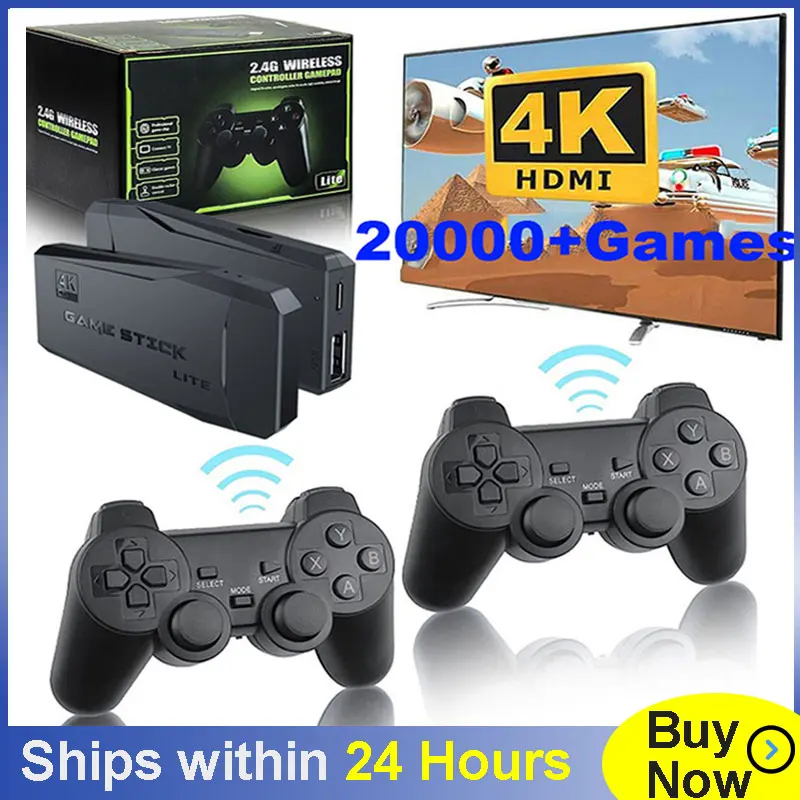 Video Games Consoles M8 Game stick 4k 20000 games with Dual 2.4G Wireless Controllers 9 Emulators Retro Game Console for TV