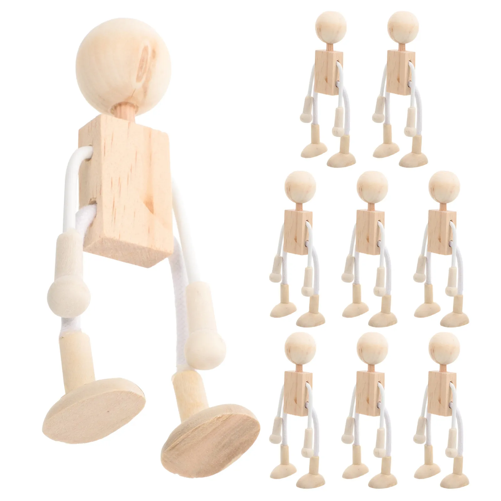 9Pcs Unpainted Wooden Peg Figures for DIY Painting Crafts, Christmas Decoration, Robot Bodies, Unfinished Wood Shapes
