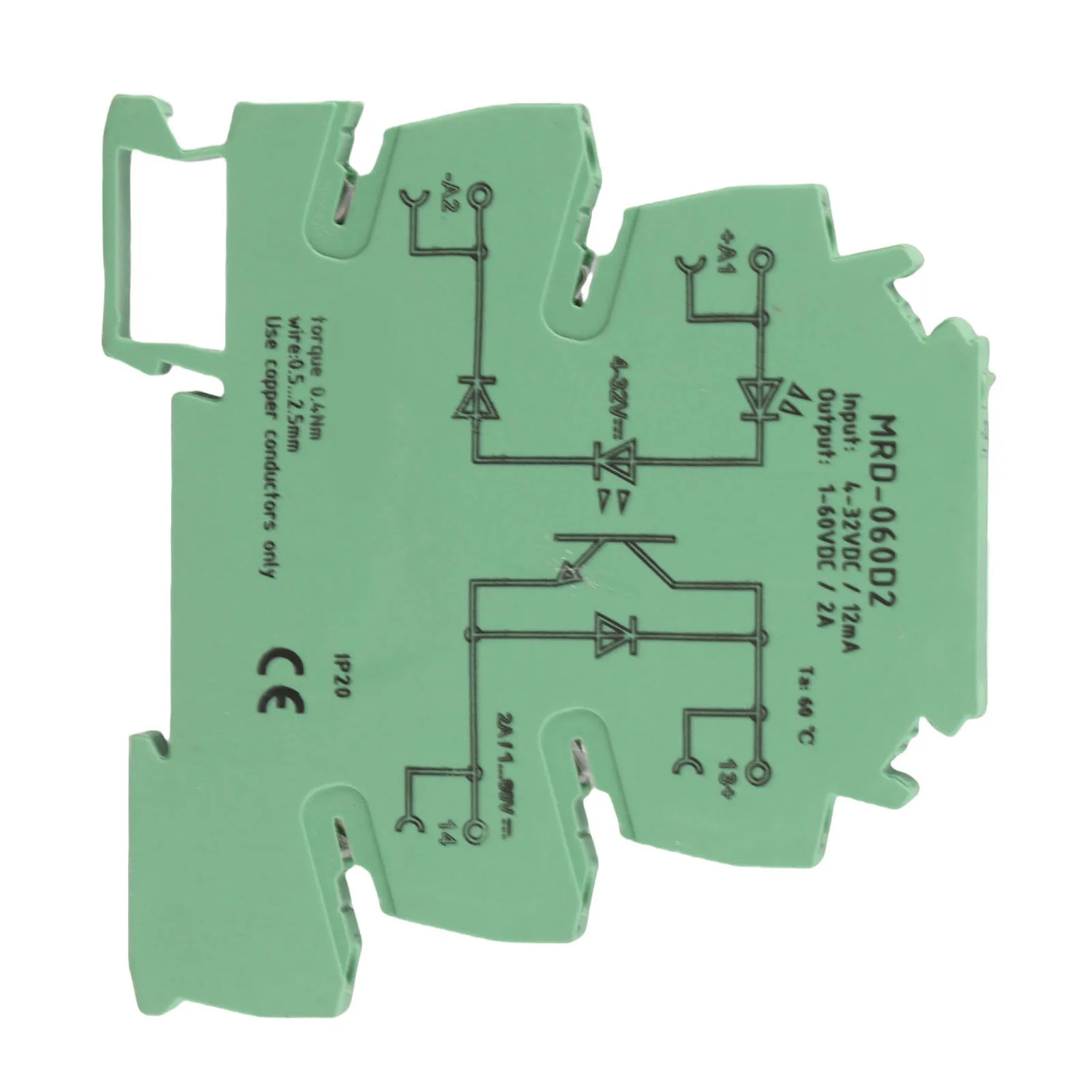 state relay MRD-060D2 Ultra Thin 6.2mm  State Relay Module Input 4-32VDC NO Ultra thin relay DIN Rail Relay Module