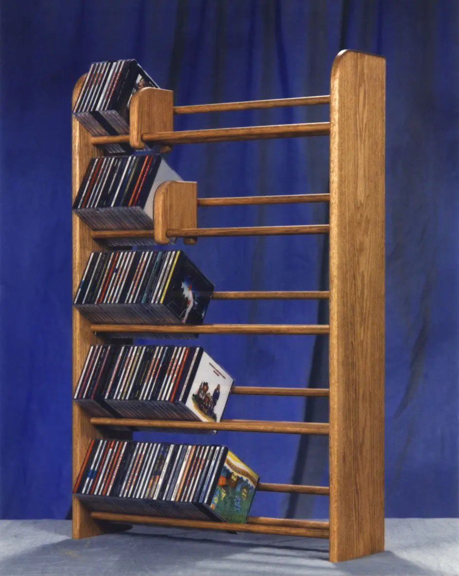 5 Row Dowel CD Rack (Honey Oak)