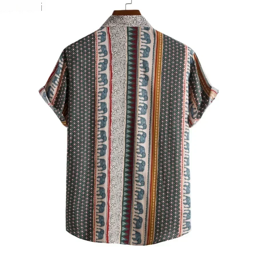 Fashion 3D Printed Men's Plus Size Loose Short Sleeve Shirt Summer Vintage Hawaiian Beach Shirt Casual Blouse for Men Streetwear