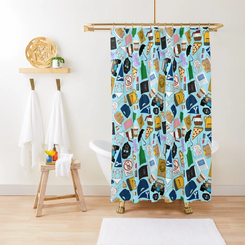 

Ultimate Fan Pattern Icons All Over Print Blue Pack Shower Curtain Funny Shower Bathroom Accessorys Curtain