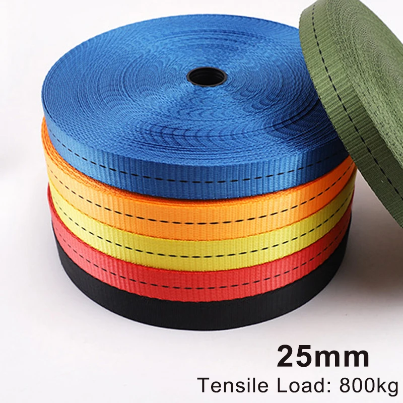 10 Meters 25mm/38mm/50mm High Strength Webbing Tensile Load 800KG/2-3T/3-5T for Cargo Binding Belt , Bag Strap,Pet Collar DIY