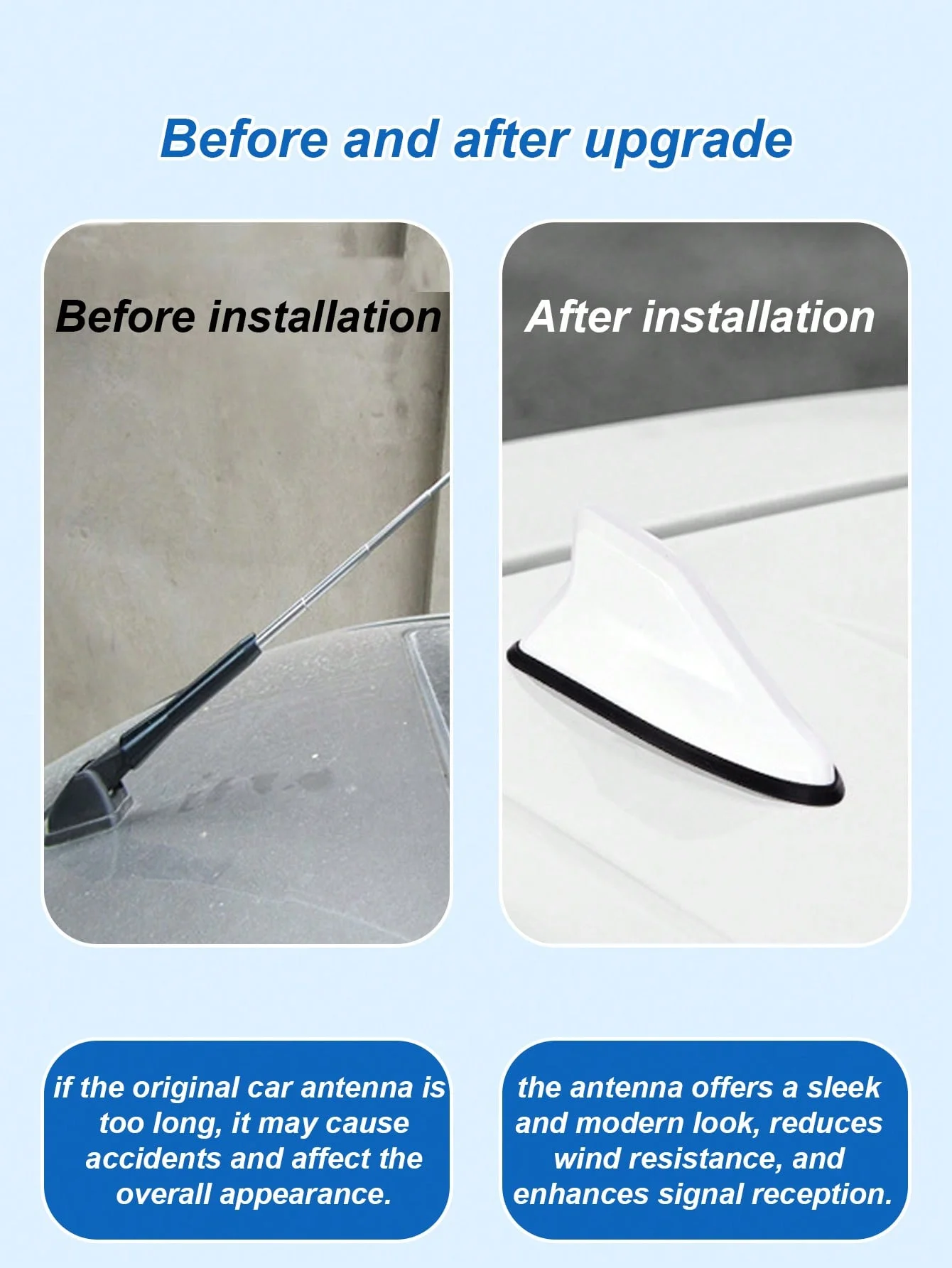 Antena Sirip Hiu FM/AM Modifikasi Spoiler Atap – Antena Atap Model Spoiler ABS Dengan Penerima Sinyal Terintegrasi, Lapisan Piano Mengkilap