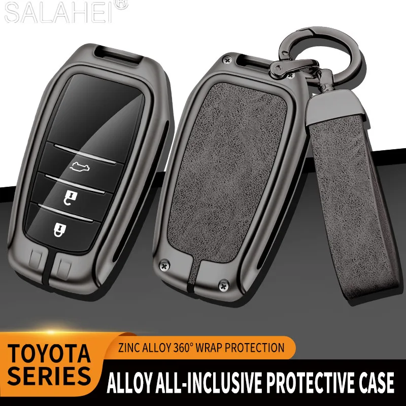 Zinc Alloy Car Key Cover Case For Toyota RAV4 Highland Coralla Hilux Fortuner Land Cruiser Camry Crown Keychain Accessories