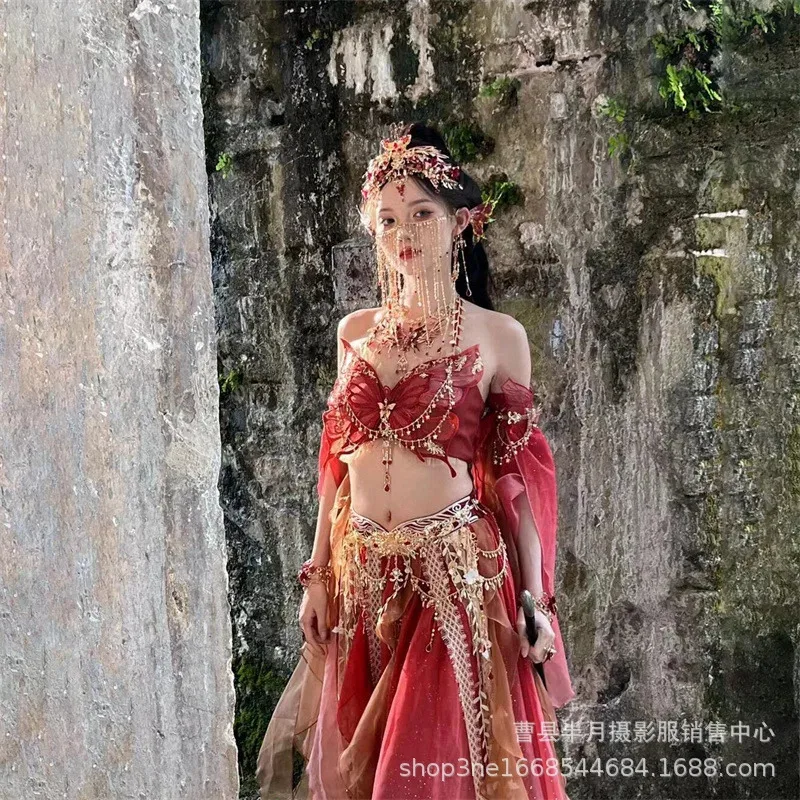 

25COSStudio Летающее Небо Ханфу Женская Одежда в стиле Западного региона Вышивка Путешествия Фотография Yujintang Бабочка Тематическая Одежда