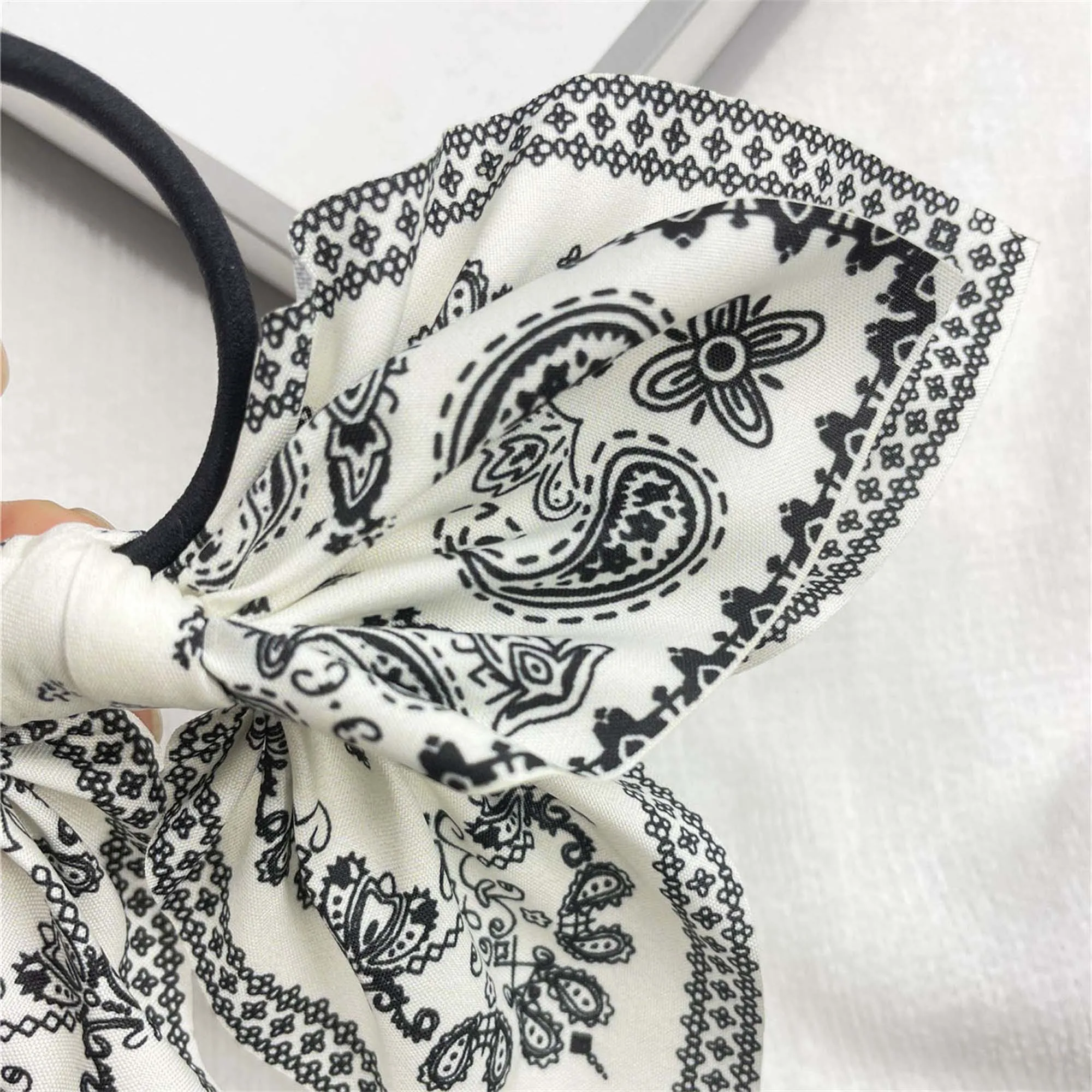 1 Stück Paisley Stoff Haarklammer Clip Elastisches Haarband Cashew Große Haarspangen Boho Strand Kopfbedeckung für Frauen Haarschmuck – Detail 9