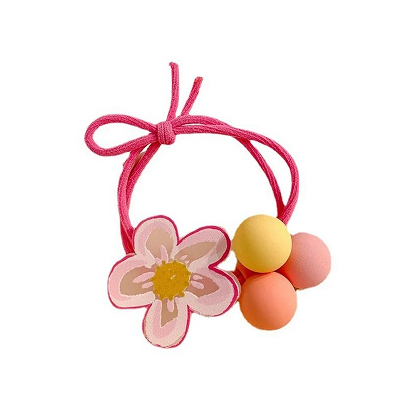 Baby Girls Cute Cartoon Flower Hair Ties Hair Bands High Elasticity Durable Girls Pony Tail Hair Rope Fashion Hair Accessories