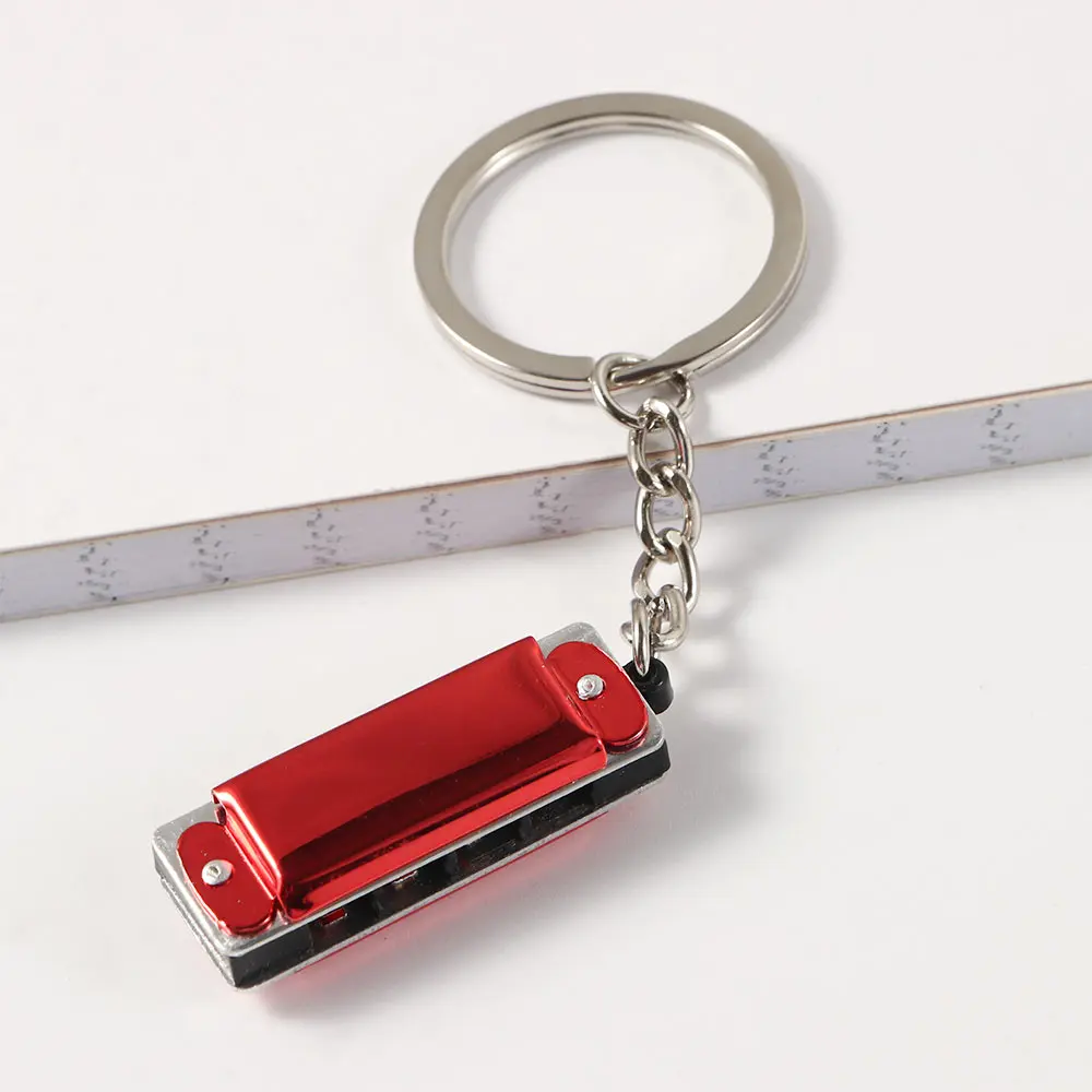 Special Musical Instruments Shaped Gifts for  Bag Pendant Harmonic Keyring Harmonica Keychain Keys Holder Hanging Pedants