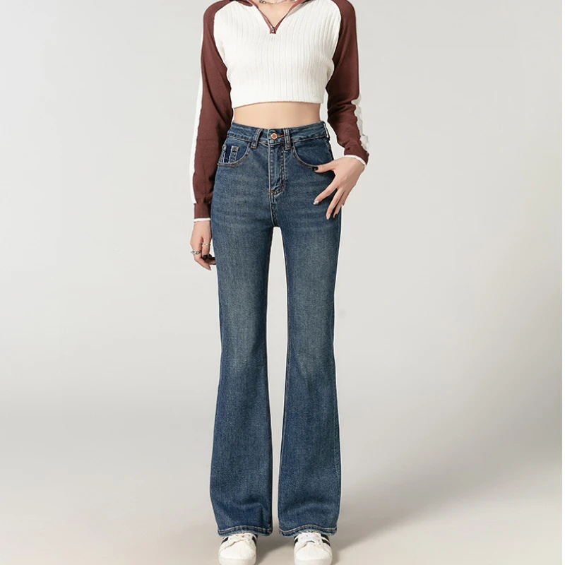 

2024 Women's New Jeans Show Slim Slim Women's Blue Flare Pants Street Hipster Pantalones De Mujer Ropa Mujer Juvenil Джинсы Y2k
