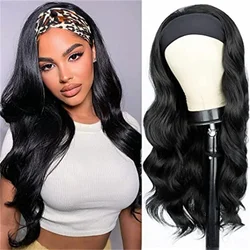 Long Body Wavy Headband Synthetic Wigs for Black Women 180% Density Glueless Heat Resistant Natural Color Half Wig for Daily Use