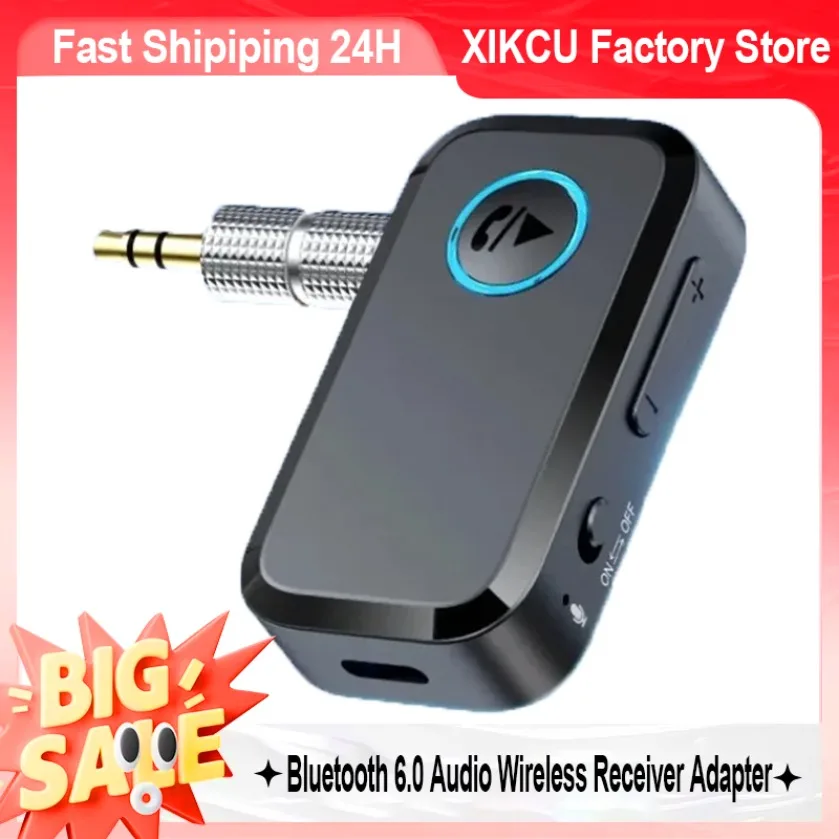Bluetooth 6.0 Audio Receiver Wireless Audio Streaming Adapter Noise Filter Built‑in Mic for Car Home Wired Stereo Speaker