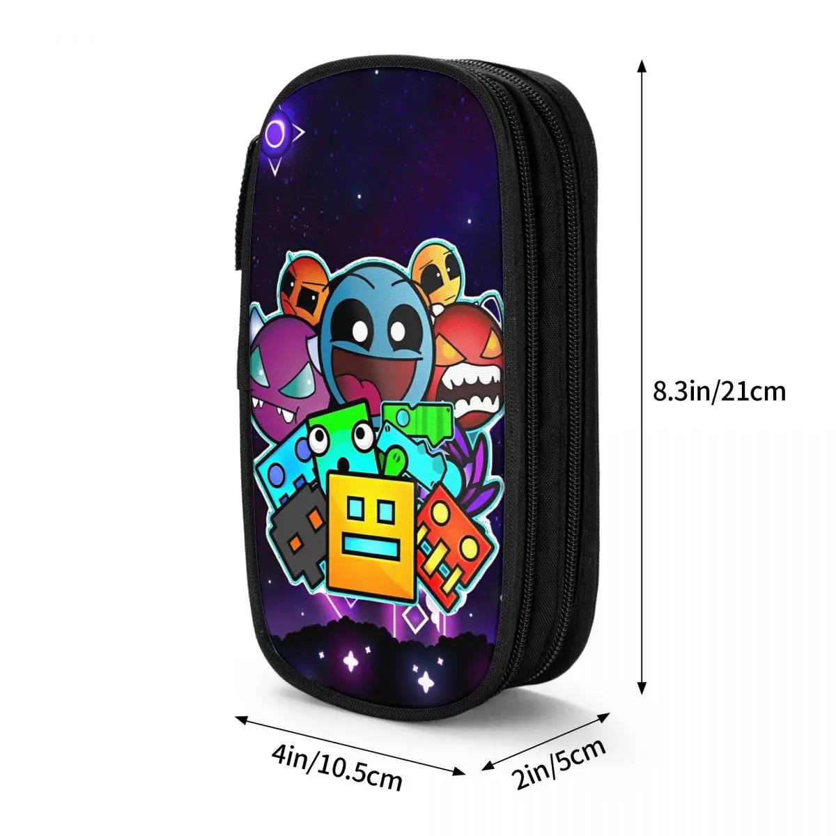 Imagem -06 - Geometry Dash Game Pencil Cases Pen Box para Estudante Grandes Bolsas de Armazenamento com Zíper Papelaria para Escritório