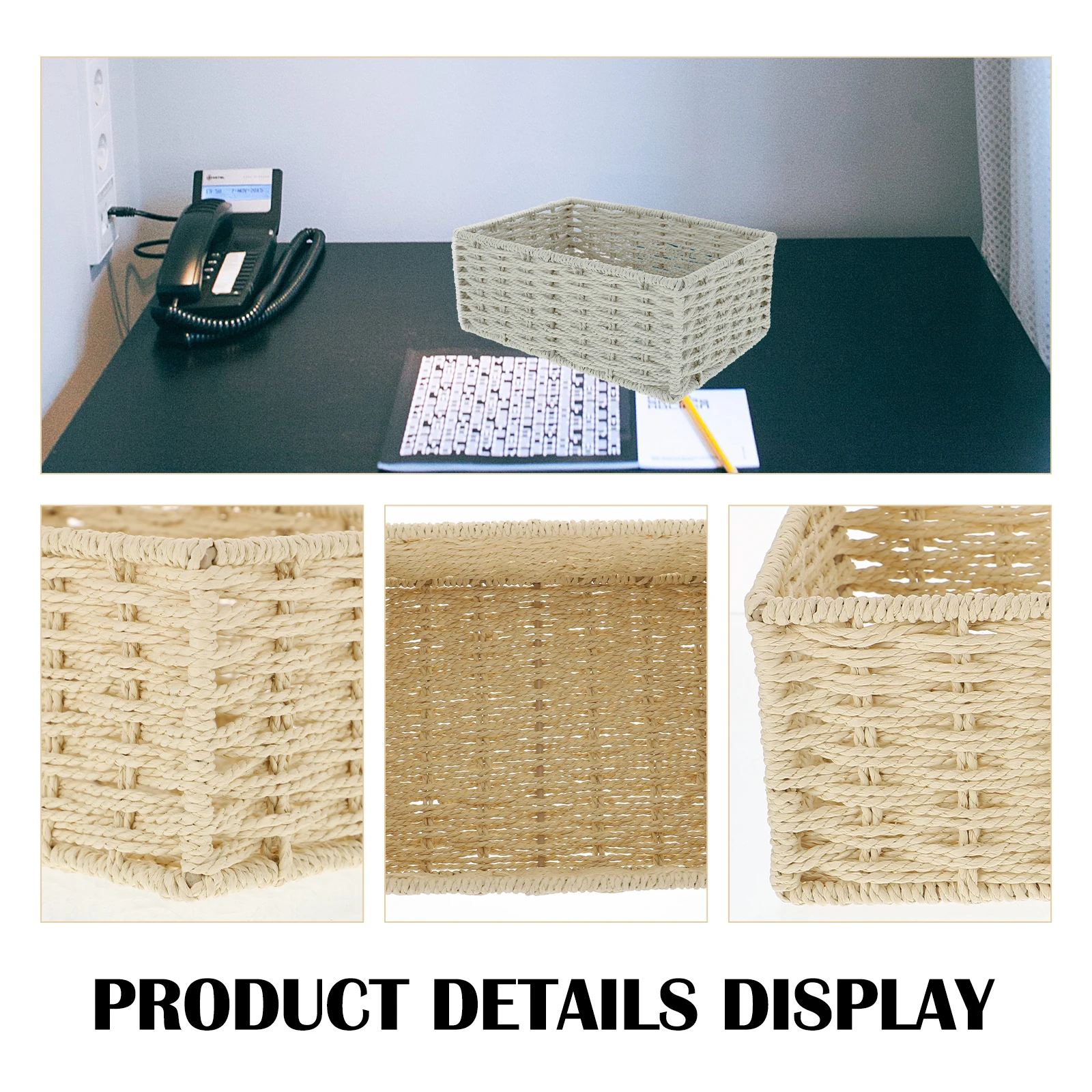 

Woven Storage Basket Rattan Paper Rope Baskets Collapsible Toy ganizer Small Sundries Box Home Decor Desktop Holder
