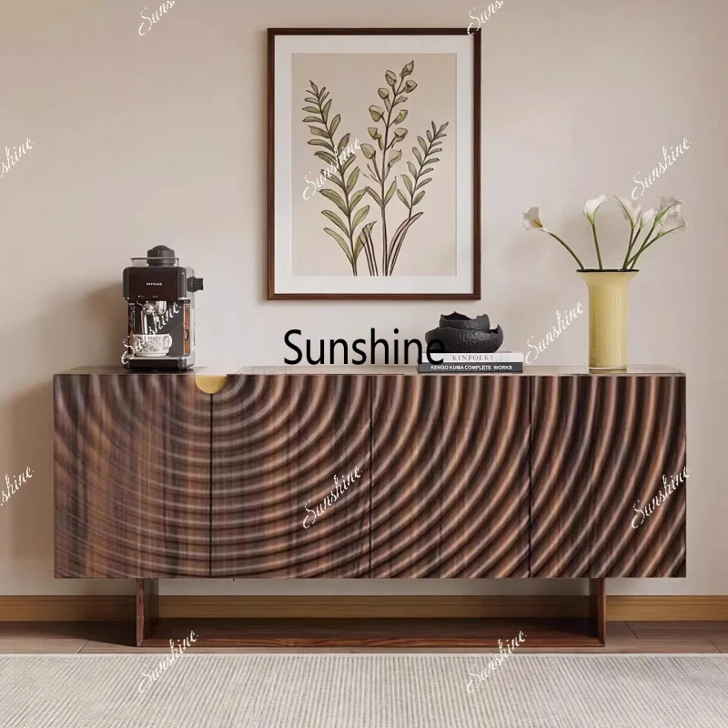 

Medieval solid wood dining side cabinet American living room entrance household simple partition