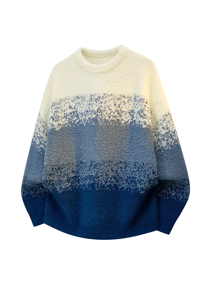 

Мужской вязаный свитер MMOPTOP с градиентным дизайном, теплый зимний повседневный свитер из мягкого полиэстера с длинными рукавами и круглым вырезом