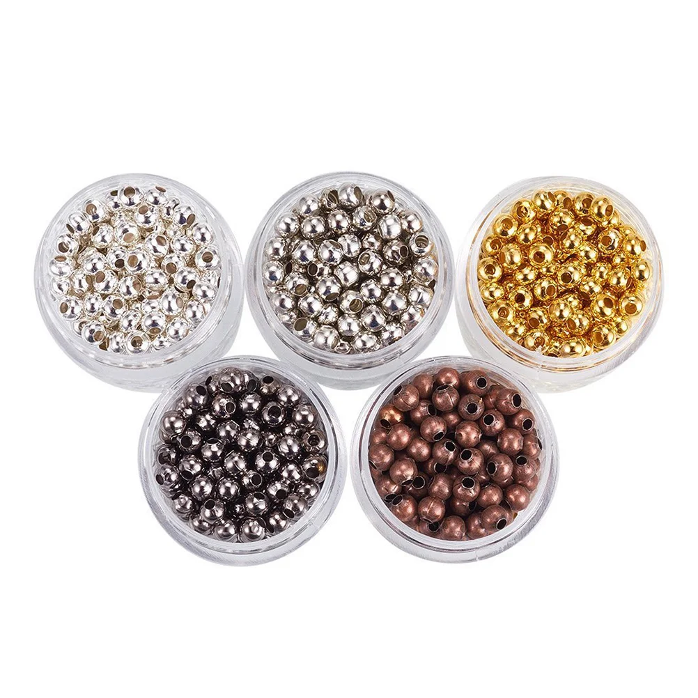 1 Set of 5 Bottles 4mm Iron Beads DIY Loose Beads Round Scattered Beads for Bracelet Necklace Making (Mixed Color)