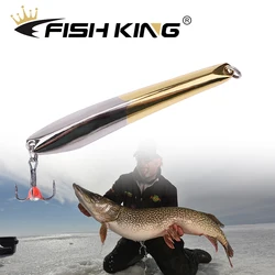 FISH KING Winter Ice Fishing Lure Vertical Jigs 10g/20g/25g Metal Spoonbait with Treble Hook for fishing of perch and pike