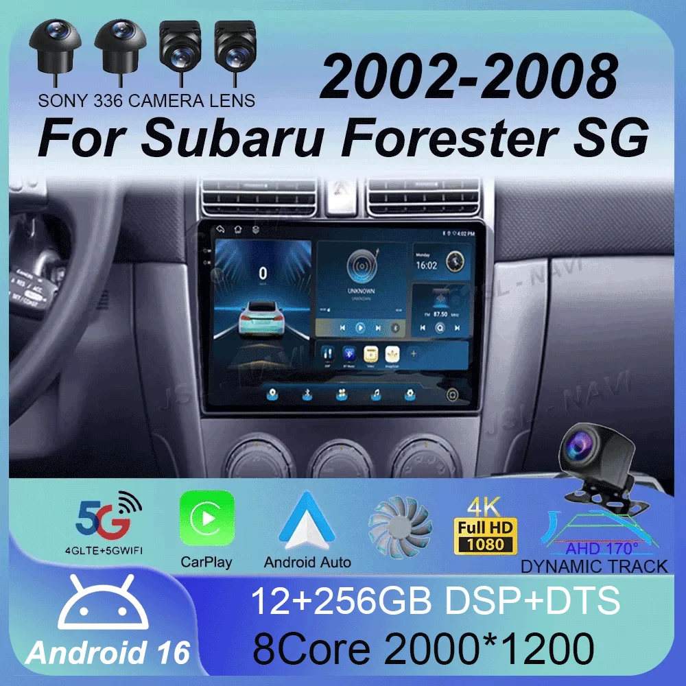 Android 16 Car Radio For Subaru Forester SG 2002-2008 Autoradio Multimedia Video Player Navigatie Carplay No 2Din DVD Screen
