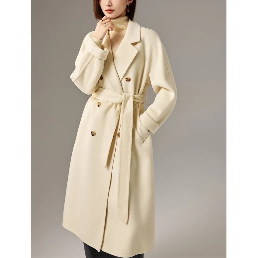 Double-sided cashmere coat women's long thickened high-end woolen coat high-end autumn and winter new