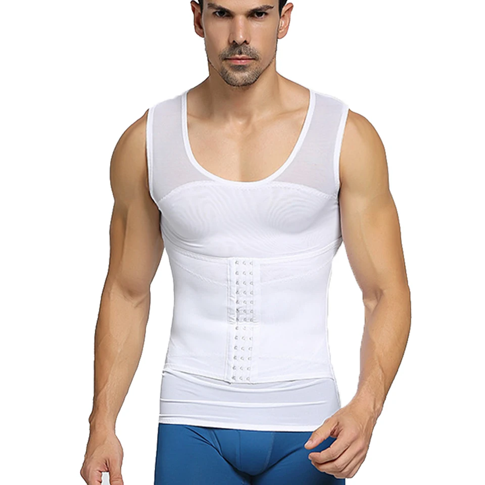 

Men Gynecomastia Compression Tank Top Slimming Vest Body Shaper Tummy Control Waist Trainer Back Support Underwear Shirt Girdle